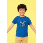 Kinder t-shirt van katoen personaliseren 150 g/m2 SOL'S Regent Kids kleur cyaan blauw zij aanzicht