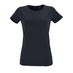 Dames reclame t-shirts van katoen 150 g/m2 SOL'S Regent Fit kleur marineblauw