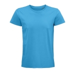 Biologisch katoenen getailleerd unisex T-shirt SOL'S Pioneer 175 g/m2 kleur cyaan blauw