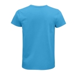 Biologisch katoenen getailleerd unisex T-shirt SOL'S Pioneer 175 g/m2 kleur cyaan blauw achter aanzicht