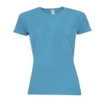 Sport t-shirts voor dames van 140 g/m2 polyester SOL'S Sporty kleur cyaan blauw