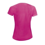 Sport t-shirts voor dames van 140 g/m2 polyester SOL'S Sporty kleur neon fuchsia achter aanzicht