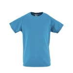 Polyester sport T-shirt voor jongens SOL'S Sportive 140 g/m2 kleur cyaan blauw