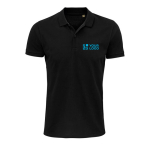 Eco poloshirt van 100% biologisch katoen 170 g/m2 SOL'S Planet kleur zwart weergave met bedrukking