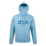 Sweatshirt met capuchon van katoen en polyester 280 g/m2 SOL'S Snake kleur pastel blauw weergave met bedrukking