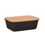 Lunchbox met bamboe deksel bedrukken met logo 1L Mix Bamboo kleur zwart