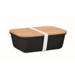 Lunchbox met bamboe deksel bedrukken met logo 1L Mix Bamboo kleur zwart derde weergave