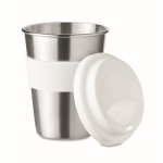 Roestvrijstalen koffiebekers met logo 350 ml Takeaway Steel kleur wit tweede weergave