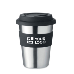 Roestvrijstalen koffiebekers met logo 350 ml Takeaway Steel weergave met bedrukking