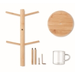 Bamboestandaard met 6 glazen kopjes 200 ml Bamboo kleur hout vijfde weergave