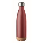 Roestvrijstalen fles met kurkbasis 600ml Inox Cork kleur bordeaux