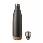 Roestvrijstalen fles met kurkbasis 600ml Inox Cork kleur zwart tweede weergave