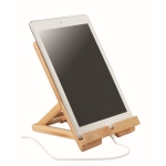 Opvouwbare standaard met logo voor tablet of mobiel Bamboo kleur hout tweede weergave