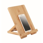 Opvouwbare standaard met logo voor tablet of mobiel Bamboo kleur hout derde weergave