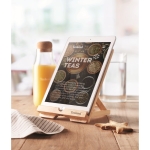 Opvouwbare standaard met logo voor tablet of mobiel Bamboo kleur hout derde sfeervolle weergave 2