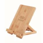 Opvouwbare standaard met logo voor tablet of mobiel Bamboo kleur hout hoofdweergave