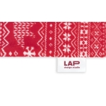 Kerstfleecedeken met fluwelen afwerking 240 g/m2 Norway kleur rood afbeelding met logo