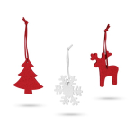 Set van 3  kerstboom hangers van vilt Snow diverse kleuren