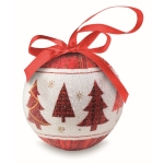 Kerstbal met parelafwerking met versierde doos Snowy kleur rood tweede weergave