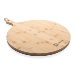 Ronde bamboe snij- en serveerplank Ø40cm Deluxe kleur hout weergave met logo