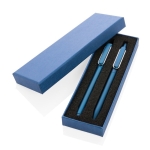 Set pennen met metallic afwerking blauwe inkt Clip Corporate kleur blauw weergave met doos