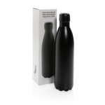 Grote stalen fles met thermosfunctie 750ml Lifestyle Premium kleur zwart weergave met doos