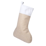 Kerstsok bedrukken met naturelkleurig lint Christmas Trendy kleur beige derde weergave