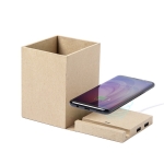 Multifunctionele pen met telefoonhouder en oplader Cardboard kleur lichtbruin vijfde weergave