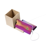 Multifunctionele pen met telefoonhouder en oplader Cardboard kleur lichtbruin zevende weergave