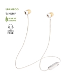 Bluetooth 5.0 oordopjes met logo gemaakt van eco materialen Bamboo kleur naturel zevende weergave