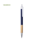 Eco aluminium balpen met bamboe handgreep blauwe inkt Pioneer zesde weergave