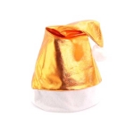 Polyester kerstmuts bedrukken met metallic afwerking Santa Shiny kleur goud vijfde weergave