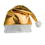 Polyester kerstmuts bedrukken met metallic afwerking Santa Shiny kleur goud vijfde weergave