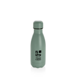 Zeer kleine stalen thermosfles met logo 260ml Lifestyle Premium Mini kleur groen met afdrukgebied