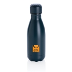 Zeer kleine stalen thermosfles met logo 260ml Lifestyle Premium Mini kleur donkerblauw weergave met logo