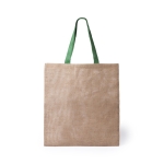 Bedrukte jute tas met gekleurde handvatten Jute Grocery kleur groen  negende weergave