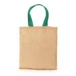 Bedrukte jute tas met gekleurde handvatten Jute Grocery kleur groen tweede weergave