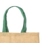 Bedrukte jute tas met gekleurde handvatten Jute Grocery kleur groen derde weergave