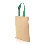 Bedrukte jute tas met gekleurde handvatten Jute Grocery kleur groen vierde weergave