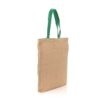 Bedrukte jute tas met gekleurde handvatten Jute Grocery kleur groen vijfde weergave