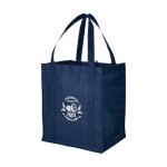 Gepersonaliseerde non woven stoffen tassen met logo 80 g/m2 Liberty kleur donkerblauw weergave zeefdruk