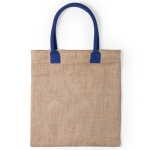 Jute tassen met katoenen handvatten in felle kleuren Jute Colorhand kleur blauw