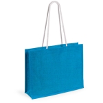 Jute tassen met logo in aantrekkelijke kleuren 10kg Jute Colors kleur blauw