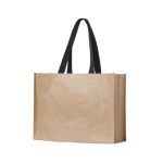 Non-woven en papieren tas met zwarte handvatten 140 g/m2 Exclusive kleur beige eerste weergave