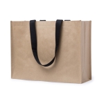 Non-woven en papieren tas met zwarte handvatten 140 g/m2 Exclusive kleur beige tweede weergave