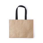 Non-woven en papieren tas met zwarte handvatten 140 g/m2 Exclusive kleur beige derde weergave