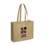 Brede non woven tas met logo met lange handvatten 80 g/m2 Gourmet Large met jouw bedrukking