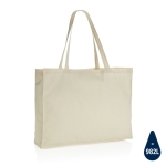 Grote geborduurde tas van gerecycled katoen 145 g/m2 Waterless kleur beige