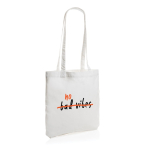 Gerecyclede tas met lange handvatten 330 g/m2 Waterless Strong kleur wit weergave met logo