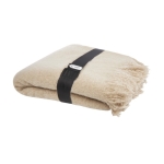 RPET deken in lichte tinten met franjes 215 g/m2 Mohair kleur beige